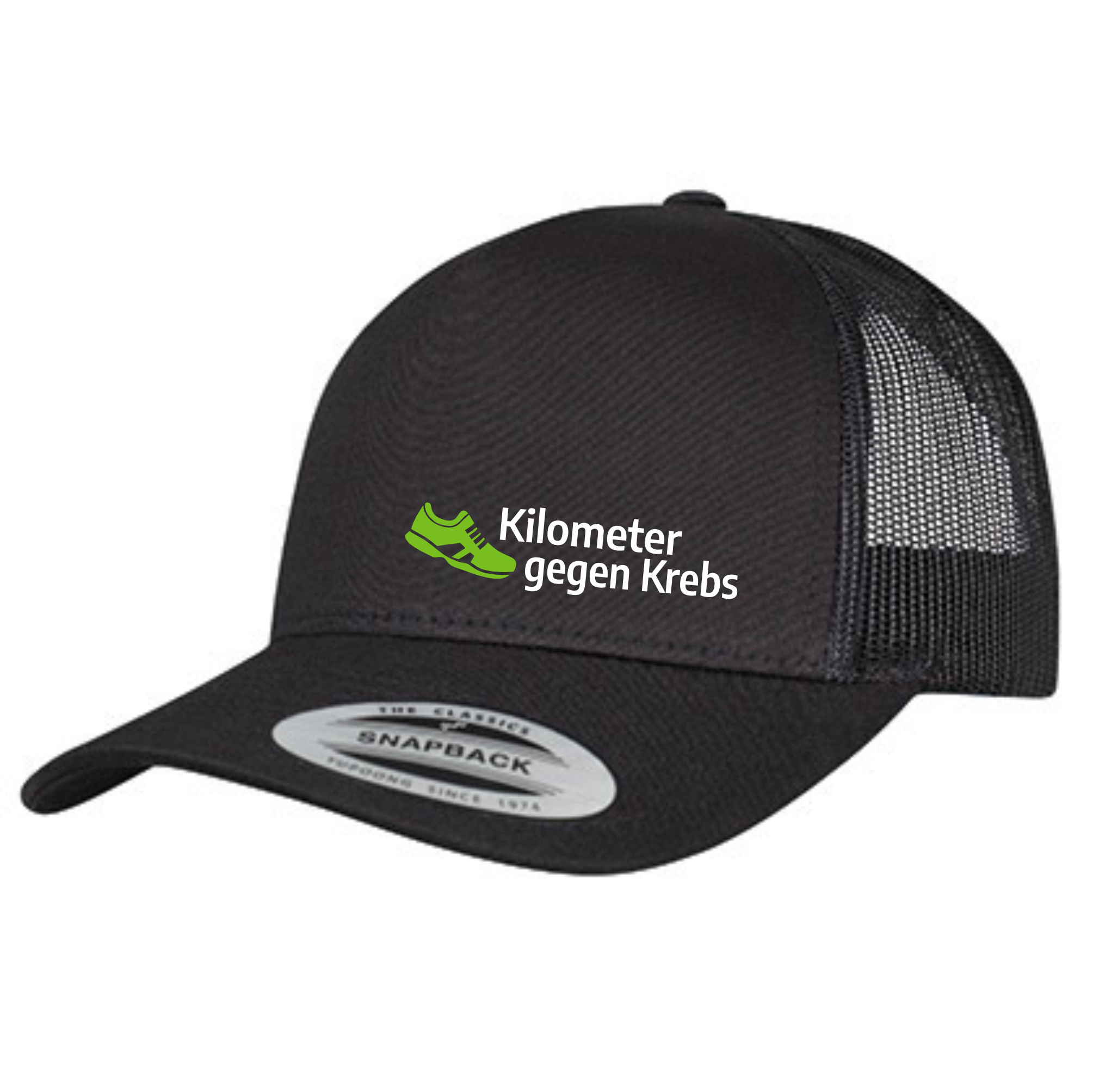 Kilometer gegen Krebs Fashioncap, Farbe: Schwarz, Weiß, Grau