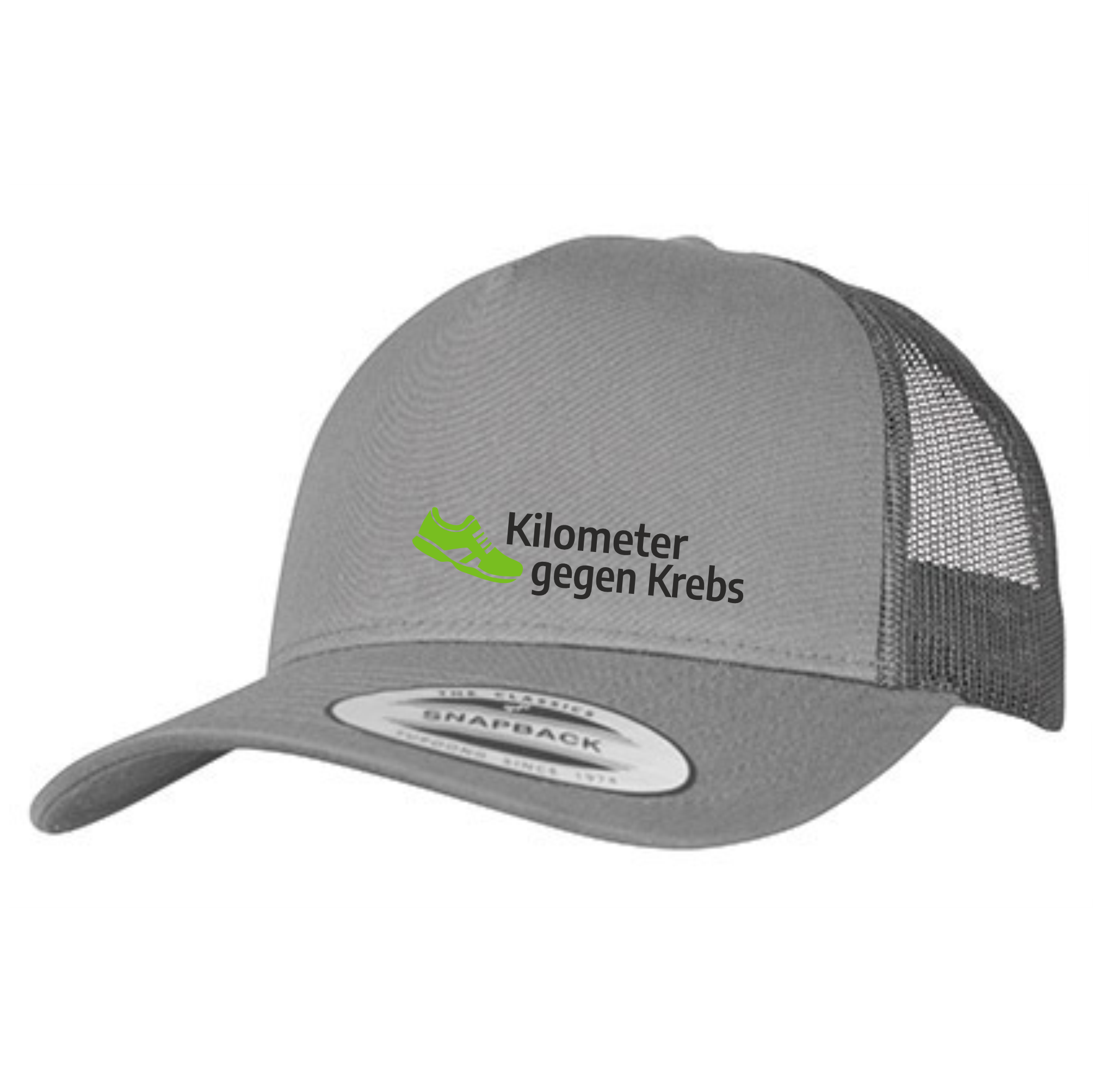 Kilometer gegen Krebs Fashioncap, Farbe: Schwarz, Weiß, Grau