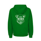 TV Ratingen Fairtrade Hoodie, Farben: Schwarz, Weiß, Grün, Lime, Logo: Vorder- u. Rückseite