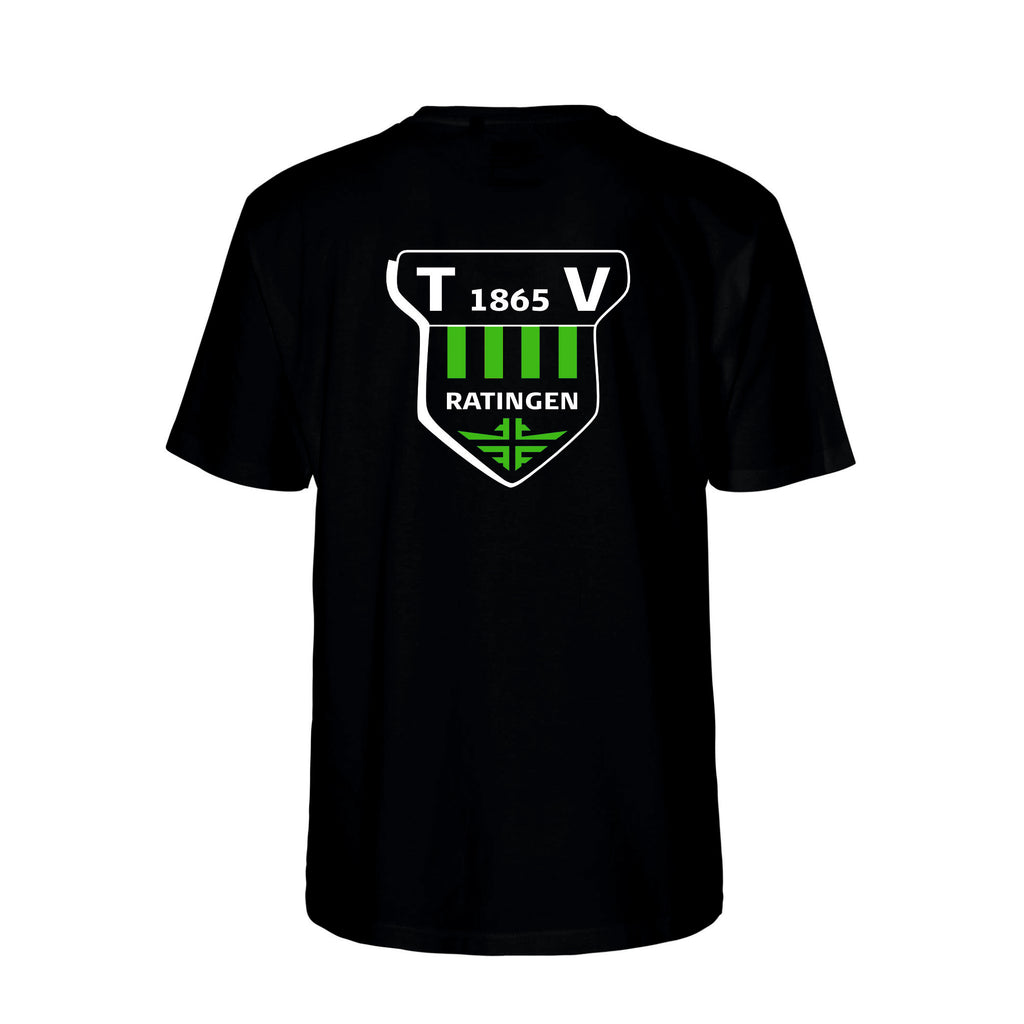 TV Ratingen Fairtrade T-Shirt, Farben: Schwarz, Weiß, Lime, Grün, Logo: Vorder- u. Rückseite