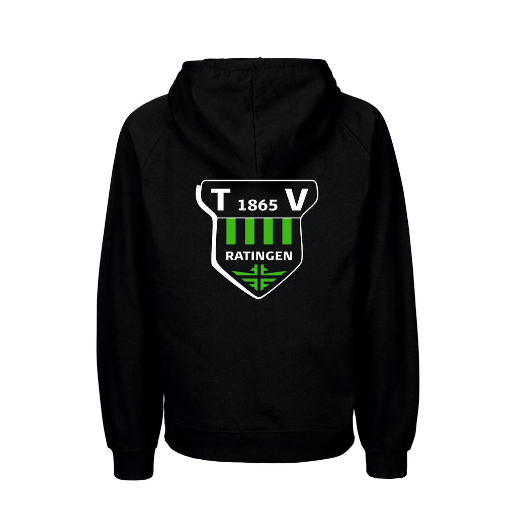 TV Ratingen Fairtrade Hoodie, Farben: Schwarz, Weiß, Grün, Lime, Logo: Vorder- u. Rückseite
