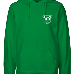 Fairtrade Hoodie TV Ratingen, weiß/schwarz/grün/lime, Druck Vorder-/Rückseite